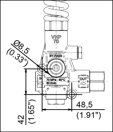 Регулятор давления Mecline VHP70 EASY START (440бар, 80л/мин, 1/2г-г, By-pass 1/2г, нерж)