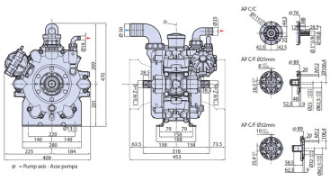 Мембранный насос AR 215 bp C/ C (NBR, 20бар, 219.1л/мин, ВОМ 1"⅜)