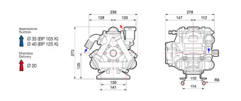 Мембранный насос Comet BP125 D 1" (20 бар, 117 л/мин, ВОМ 1"3/8)