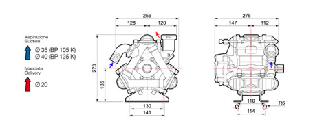 Мембранный насос Comet BP125 D 1" (20 бар, 117 л/мин, ВОМ 1"3/8)