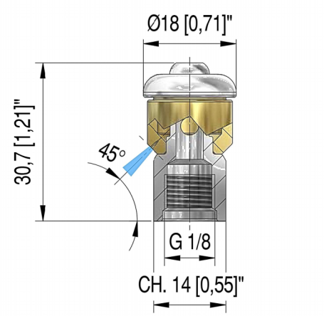 Форсунка каналопромывочная PA STR-1/8 (070, 1/8"г, бой 3R, вращ)