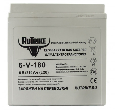 Тяговый аккумулятор RuTrike 3-EVF-180 (6V, 180A/h, AGM)