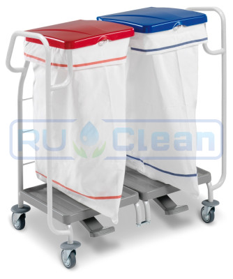 Тележка TTS DUST (металл, ручка, педаль, двойная, для мусорных пакетов 2х70л)