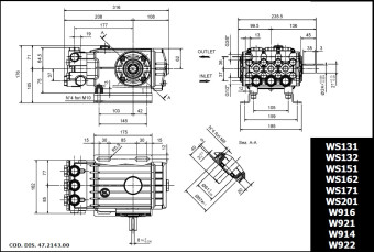 Насос высокого давления TOR 47ser. WS201 (200бар, 15л/мин, 1450 об/мин)