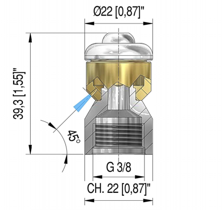 Форсунка каналопромывочная PA STR-3/8 (060, 3/8&quot;г, бой 3R, вращ)