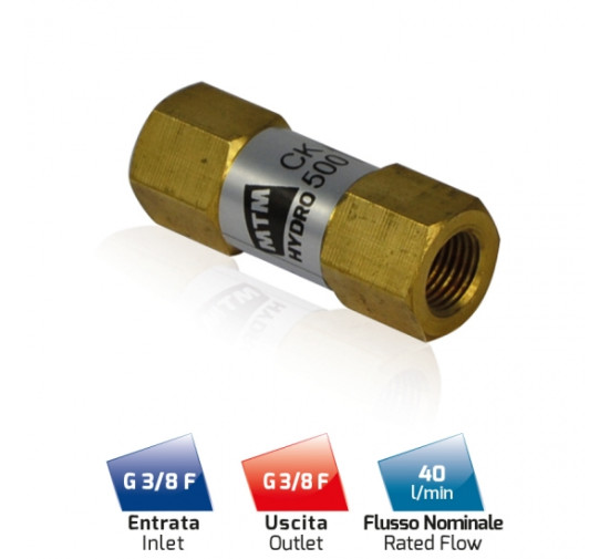 Обратный клапан MTM CK500 (3/8"г-3/8"г, 310бар, 40л/мин, лат)