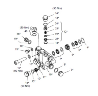 Головная часть насоса HAWK NHDP d16мм (в сборе)