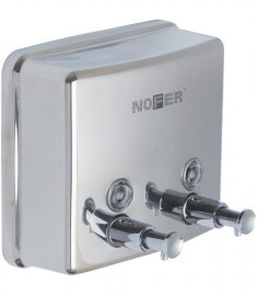Диспенсер для жидкого мыла Nofer INOX (2х600мл, латунь, хром)