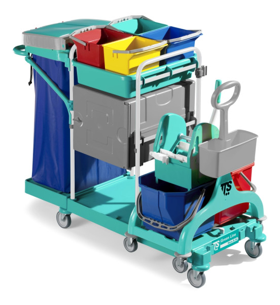 Тележка TTS Green Line 530 (4х6л, отжим TEC, держ. мешка)