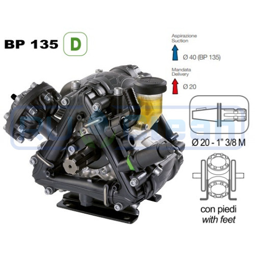 Мембранный насос Comet BP135 D (20бар, 124л/мин, полый вал 30 мм-ВОМ 1"3/8)