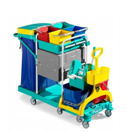 Тележка TTS GREEN 530 (2х30л, 4х6л, отжим, стойки синие)