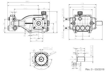 Насос высокого давления HAWK NHDP1420CWR (200бар, 14л/мин, 1450 об/мин)