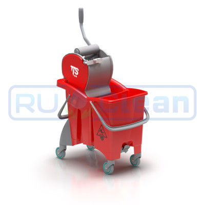 Ведро TTS ACTIONPRO (30л, колеса, отжим Dry, 2 слив. отверстия, красный)