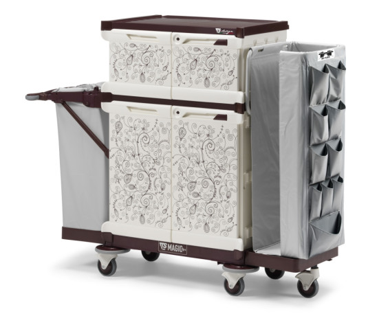 Тележка TTS MagicArt 262-S Safety Plus (держ. халатов, закрытая, рис. ANTHEA, держ. мешка)