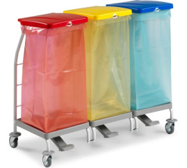 Тележка TTS DUST (для мусора, 3х70л, крышки)