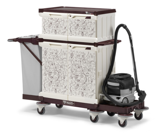 Тележка TTS MagicArt 262-X Safety Plus (подставка пылесоса, закрытая, рис. KAPOK, держ. мешка)