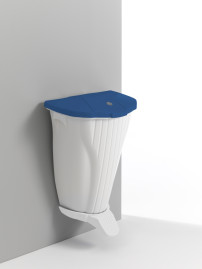 Ведро мусорное TTS Wall-Up (50 л, белый, педаль, крышка синий)