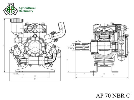 Мембранный насос Agro Pump 70 NBR C (20 бар, 55 л/мин, 550 об/мин)