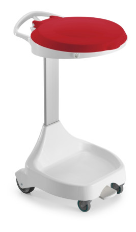 Держатель мешка TTS Smile W-1020 (60+60л, колеса, педаль, крышка красная)