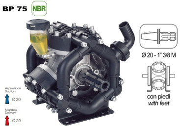 Мембранный насос Comet BP75 (20 бар, 67 л/мин, полый вал 20 мм-ВОМ 1"3/8)