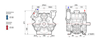 Мембранный насос Comet BP75 (20 бар, 67 л/мин, ВОМ 1"3/8)