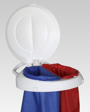 Держатель мешка TTS Smile W-1020 (60+60л, колеса, педаль, крышка желтая)