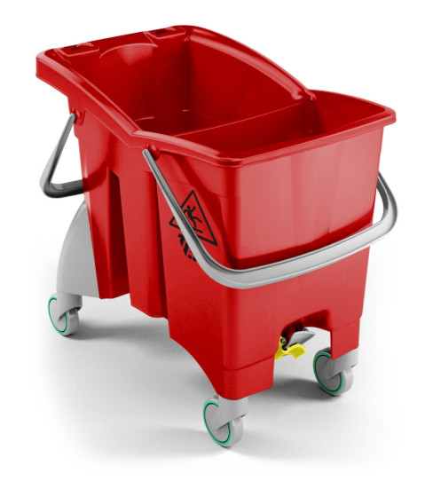 Ведро TTS ActionPro (30 л, перегородка, колеса, 2 сливных отверстия, красный)