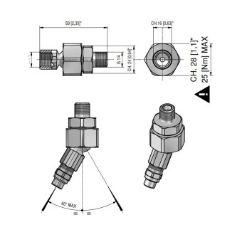 Форсункодержатель поворотный (1/4ш_BSP-1/4г_NPT, нерж) PA