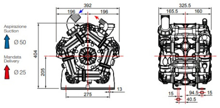 Мембранный насос Comet BPS260 (249л/мин, 20бар, вал ВОМ 1"3/8, внутр. Д 25мм)