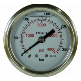 Манометр (250бар, 1/4"внеш, вход сзади, нерж) R+M