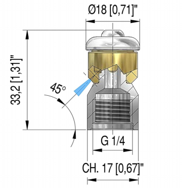 Форсунка каналопромывочная PA STR-1/4 (070, 1/4"г, бой 3R, вращ)