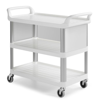 Тележка TTS Shelf B3700 (3 полки, верхняя закр, колеса d100мм, белый)