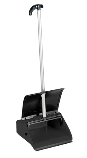 Совок TTS Clip (с крышкой, пластик, эргономич. ручка, черный)