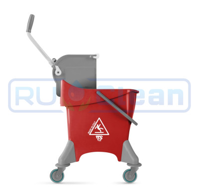 Ведро TTS ActionPro (30 л, колеса, отжим O-KEY, красный)