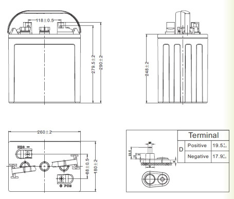 Тяговый аккумулятор LEOCH DT 146 (6В, 260Ач, WET)