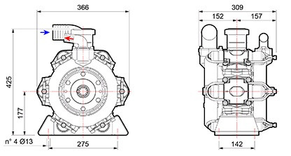 Мембранный насос Comet BP280 (20 бар, 248 л/мин, ВОМ 1"3/8)