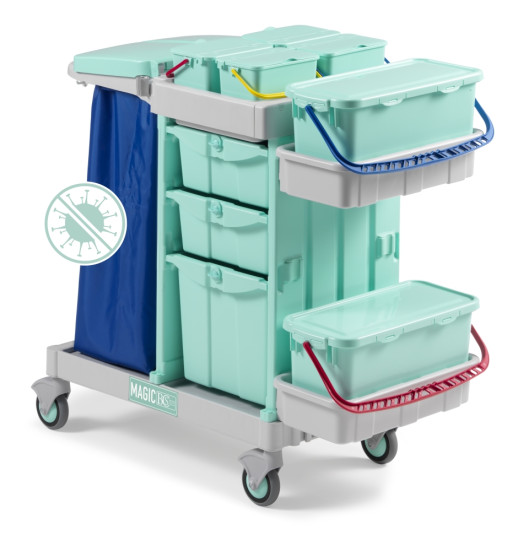 Тележка TTS Magic BCS 790B (антибакт., закрытая, ящики, держ. мешка 120л)