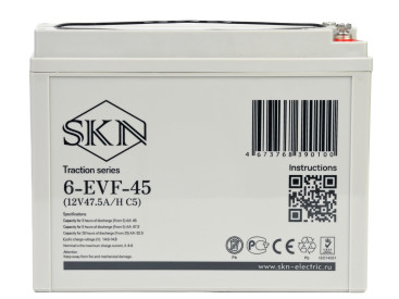 Тяговый аккумулятор SKN 6-EVF-45 (12В, 47.5Ач, AGM)