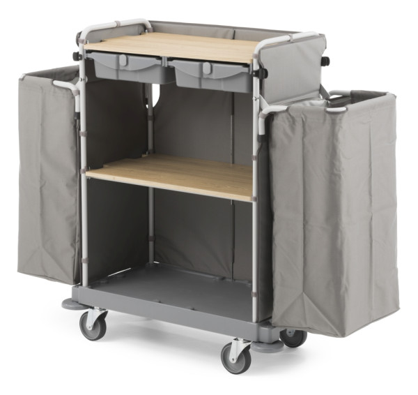 Тележка TTS GREEN HOTEL 875 (3 полки, 2 выдвижных ящика, держ. 2 мешков, колеса D150мм)