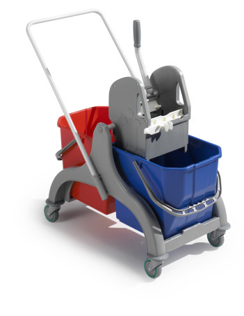 Тележка двухведерная TTS NICK 30 (с U-образной окрашенной ручкой и отжимом TEC)