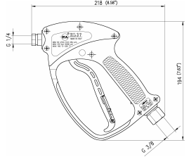 Пистолет с дренажом PA RL37 (3/8"г.вращ-1/4"г, 310бар, дренаж пост.)