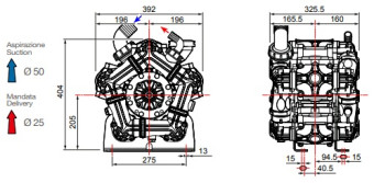 Мембранный насос Comet BPS260 D (249 л/мин, 20 бар, вал ВОМ 1"3/8)