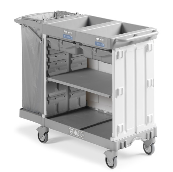 Тележка TTS Magic Hotel 880B (открытая, 2 ящика, полки, держ. мешка 120л)