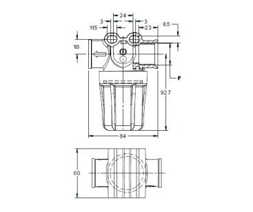 Фильтр для воды (150мкм, 1/2"г-г, 10бар, креп.отв.) Tecomec