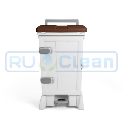 Контейнер TTS OpenUp90 (90л, педаль, дверь, белый/коричневый)