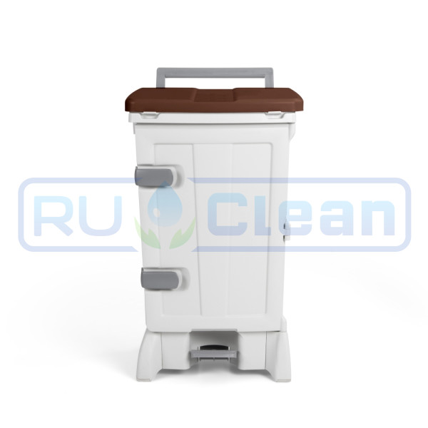 Контейнер TTS OpenUp90 (90л, педаль, дверь, белый/коричневый)