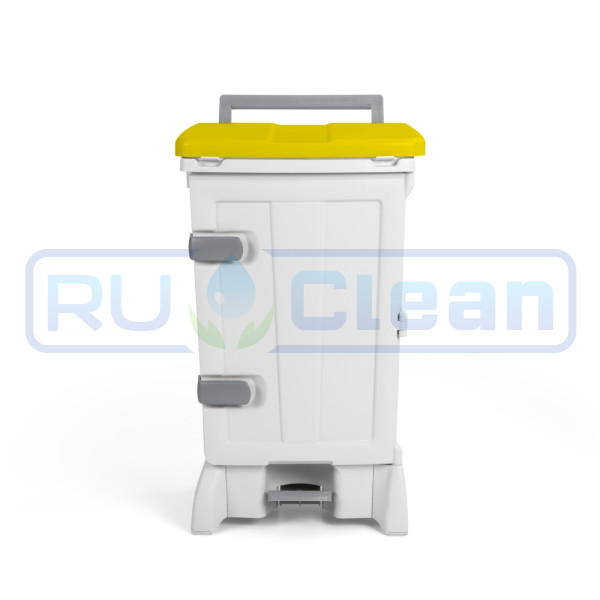 Контейнер TTS OpenUp90 (90л, педаль, дверь, белый/желтый)