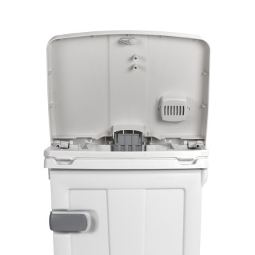 Контейнер TTS OpenUp90 (90л, педаль, дверь, белый/зеленый)