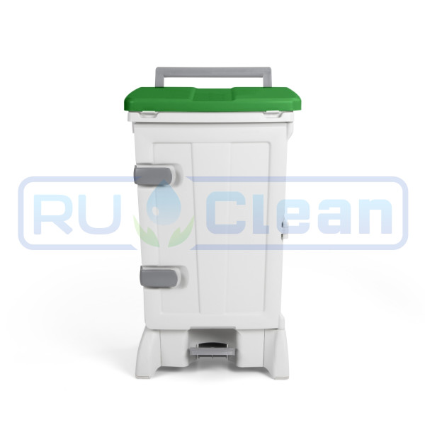 Контейнер TTS OpenUp90 (90л, педаль, дверь, белый/зеленый)