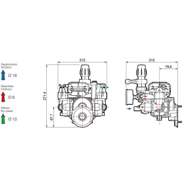 Мембранный насос Comet MC 25 (25 бар, 18.5 л/мин, эл. мотор)